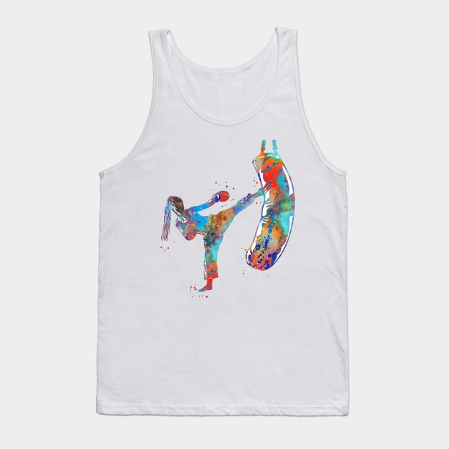 Kickbox Female Martial Artist Tank Top by RosaliArt